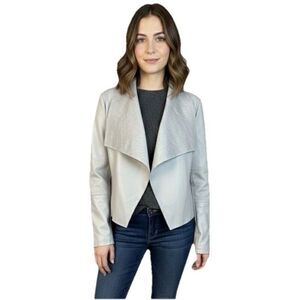 Bagatelle Faux Leather Jacket Size XL Dusty Blue Waterfall Moto Style